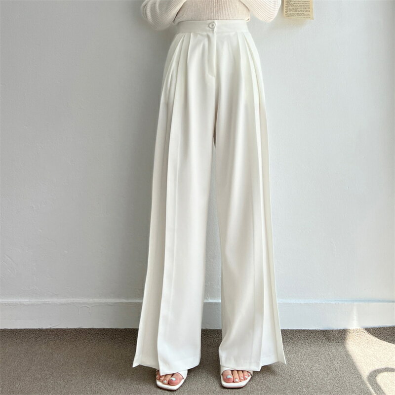 カジュアル レトロ 合わせやすい ハイウエスト ロングパンツ カジュアルパンツ[K](T)