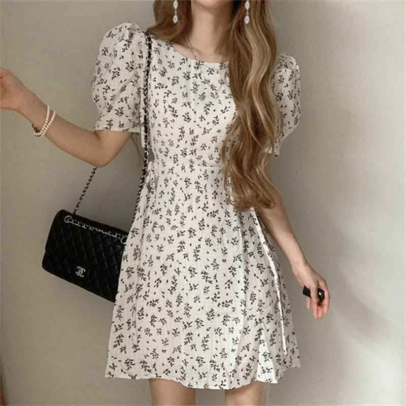カジュアル エレガント 花柄 透け感 ワンピース[K](T)