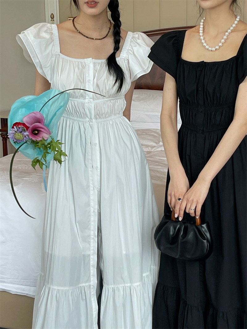 カジュアル シングルブレスト 無地 ワンピース[K](T)