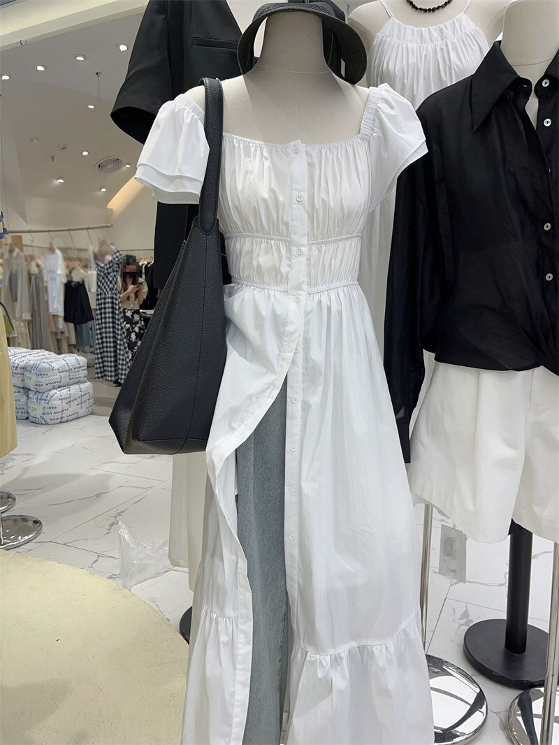 カジュアル シングルブレスト 無地 ワンピース[K](T)