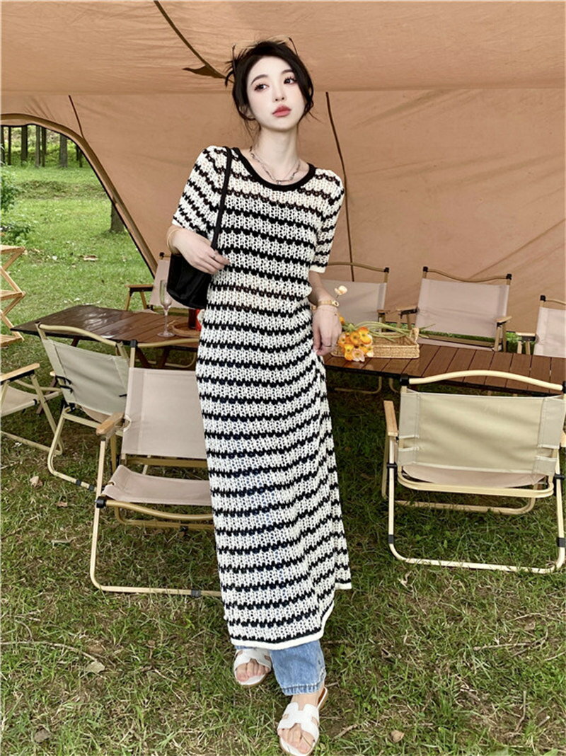 カジュアル エレガント 透け感 ワンピース[K](T)