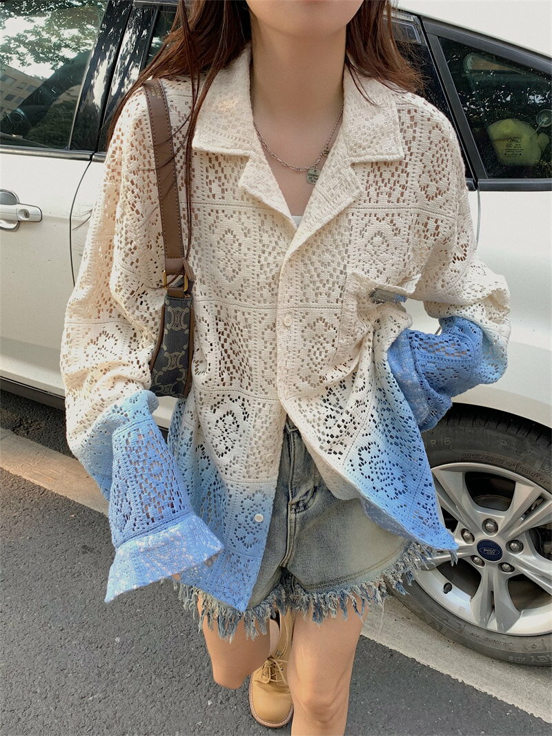 合わせやすい ゆったり 長袖 透け感 シャツブラウス[K](T)