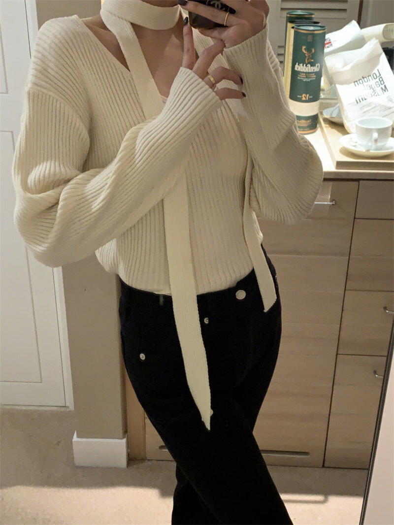 設計感 ニット セーター トップス (T)