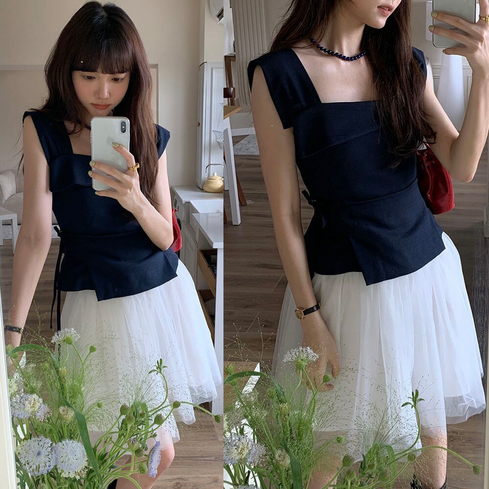 気質レトロおしゃれカジュアルノースリーブシャツ (T)