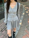 ニットシャツ+スカートセット (T)