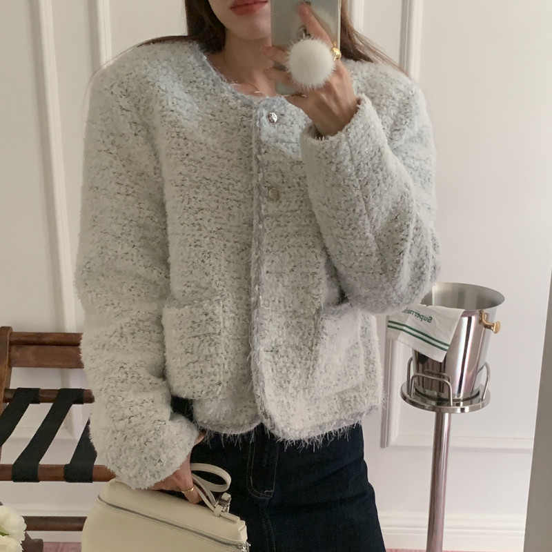 フレンチ気質レトロトップス折り襟ツイードコート (T)