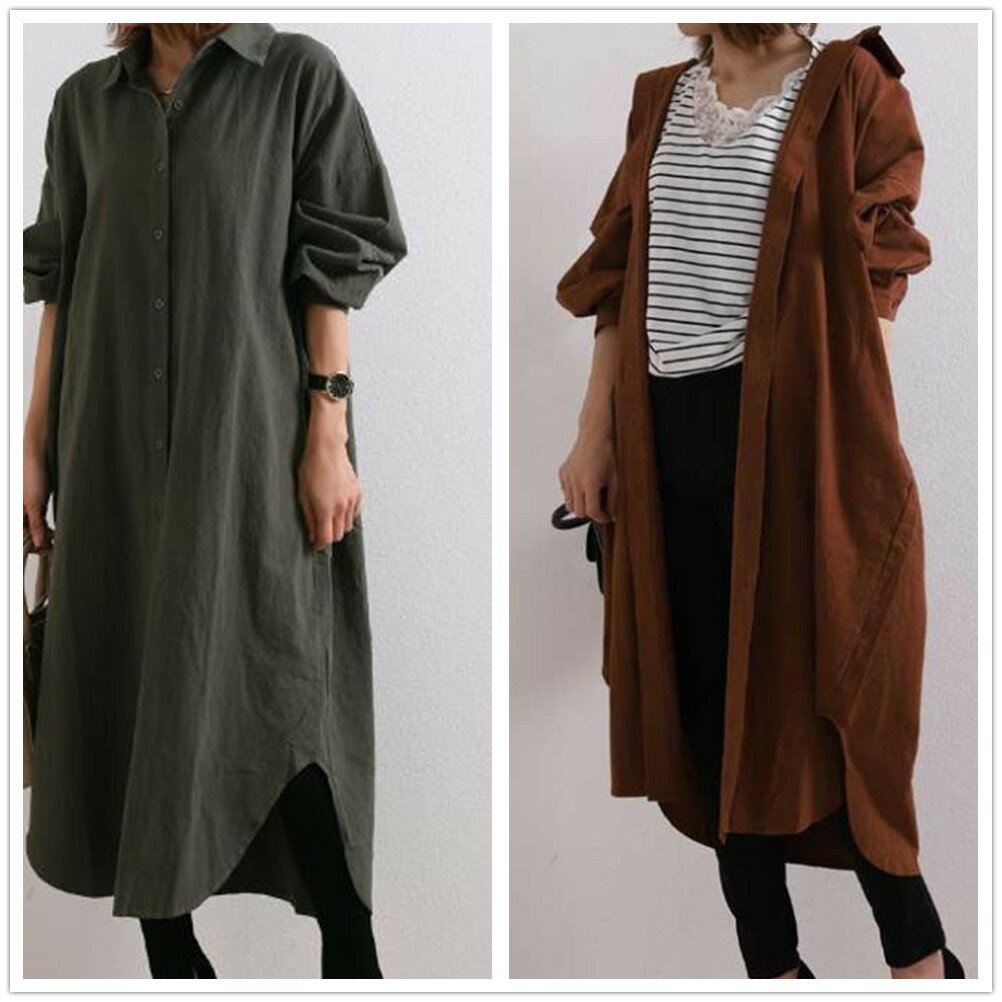 シャツワンピース 2024年新作 ロングシャツ (T)