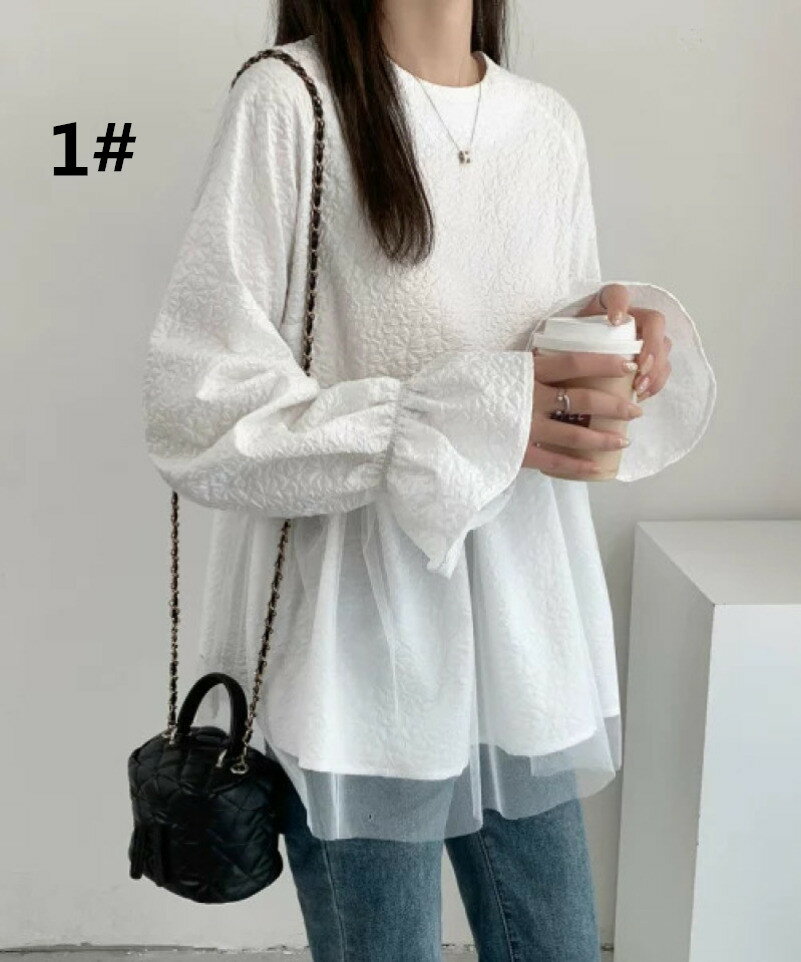 ブラウス トップス レディース 長袖ブラウス シフォンシャツ (T)