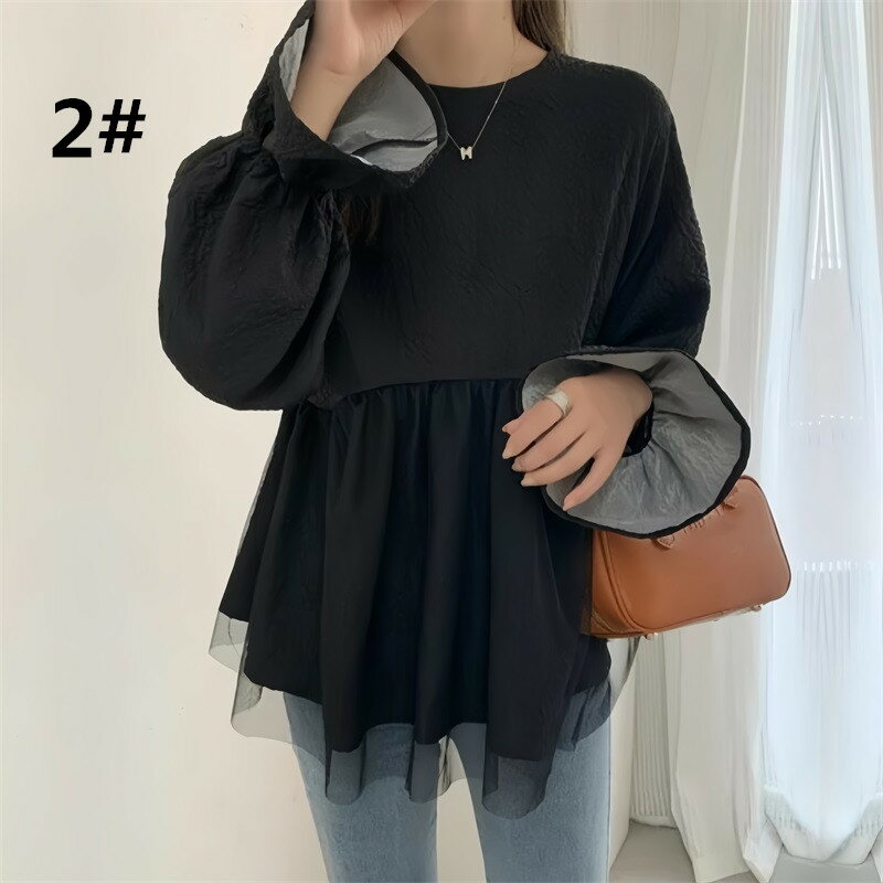 ブラウス トップス レディース 長袖ブラウス シフォンシャツ (T)