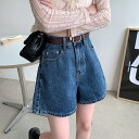 ハイウエストショートパンツ レディース デニムパンツ (T)(4)