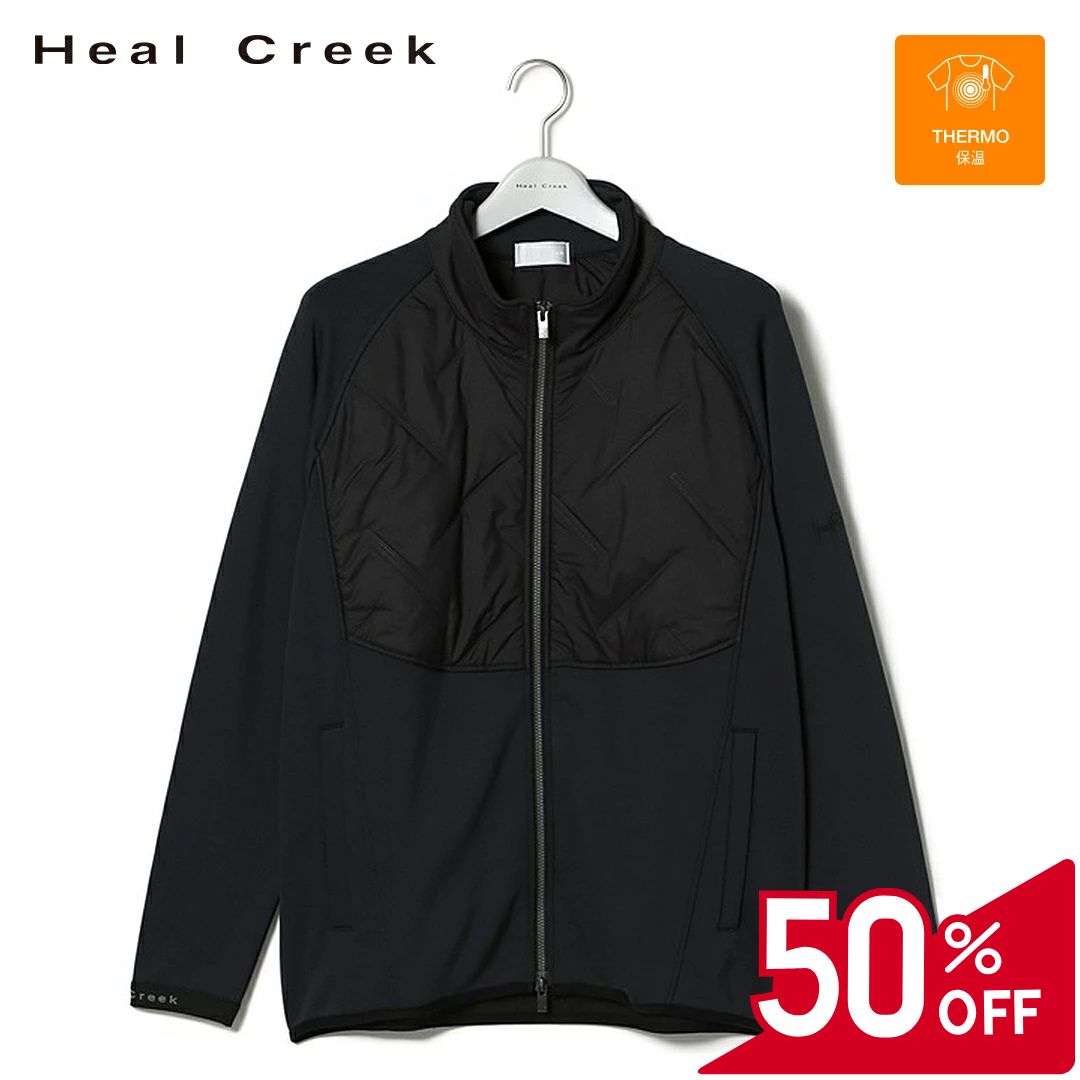 Heal Creek - 【50％OFFセール】Heal Creek ブルゾン 長袖 ジャケット アウター ヒールクリーク 無地 エンボス マイクロタフタ ピンソニック キルト 裏起毛 ZIP 左袖ロゴプリント 左袖シリコンロゴ メンズ メンズウェア ゴルフ 高級 ゴルフウェア スポーツウェア アウトドア 秋冬 保温 48