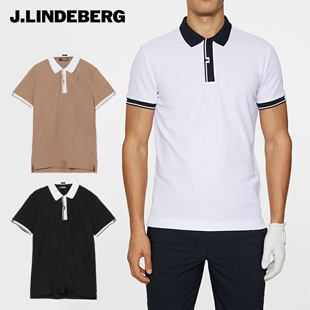 【50%OFF】J.LINDEBERG（ジェイリンドバーグ）JLロゴリブカフス半袖ポロ ゴルフ ゴルフウエア メンズ ..