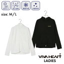 【50%OFF!春夏ゴルフウェア】VIVA HEART ビバハート 高機能ベア天指穴付きフルジップパーカー レディース ブラック ホワイト M~L