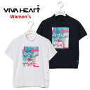 【50%OFF♪春夏ゴルフウェア】 VIVA HEART ビバハート インクアート半袖モックネック レディース 春夏 ホワイト ネイビー S~L
