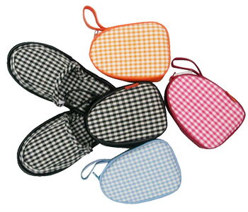 携帯スリッパ 二つ折り パステルチェックスリッパ 折りたたみスリッパ 携帯用 コンパクト レディース メンズ かかと付き 旅行 トラベル 03516 1点迄メー...