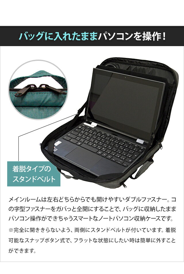 ソロツーリスト 【 バッグ収納 のまま使える 】 パソコン 収納 バッグ 14インチ 対応 ノートPC ケース パソコンケース 保護ケース 前ポケット クッション ガジェット A4書類 収納 無地 PCケース 持ち手 solo-tourist PCバッグ14 PC-14(va0a418) griptone-10020962 スーツケース旅行用品のグリプトン サンプル画像3