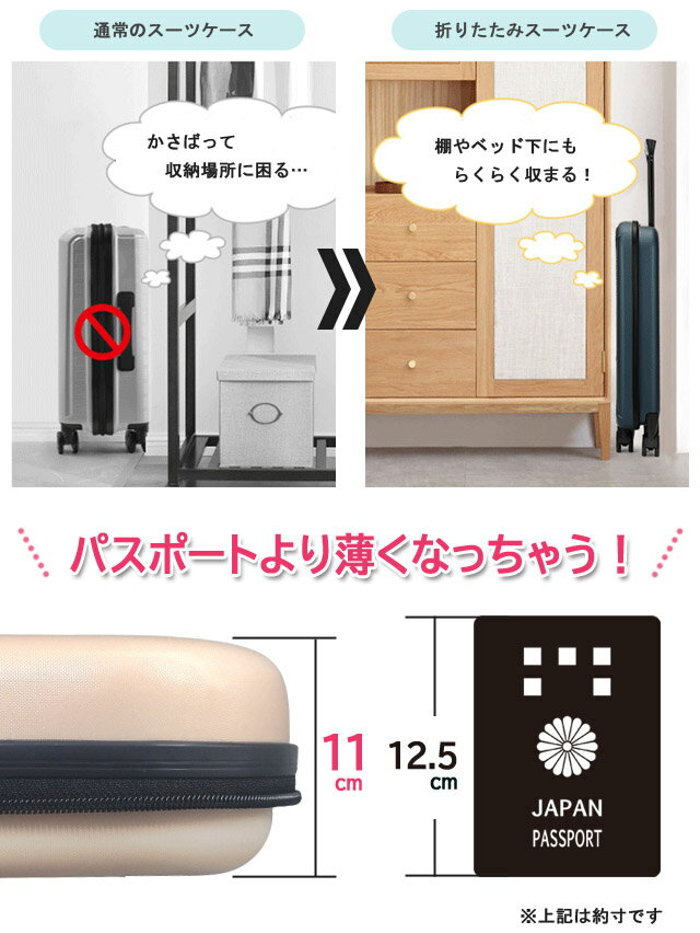 在庫限り スーツケース 折りたたみ 機内持ち込み キャリーケース キャリーバッグ S サイズ 大容量 2輪 ジッパー 小型 スリム 35L 1泊2日 旅行 旅行かばん 軽量 出張 3桁 南京錠 GPT (gu1b803)【送料無料】【旅行グッズ10点オマケ】[c] 3