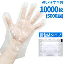 使い捨て 手袋 個包装 タイプ 10000枚 5000組(2枚1組で個包装) 作業用 掃除 介護 ポリ手袋 ポリエチレン製 透明 フリーサイズ 男女兼用 左右両...