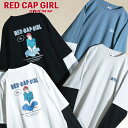 Red Cap Girl レッドキャップガール フェイクレイヤード バックイラスト ルーズサイズ L/S Tシャツ ロンT メンズ レディース ボーイ ガール ...