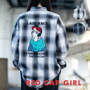 チェックシャツ シャツ オンブレチェック 刺繍 長袖 イラスト キャラクター 白 黒 メンズ レディース ユニセックス 春 秋 冬 ゆったり 大きめ RedCa...