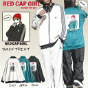 【a-r】〔Red Cap Girl/レッドキャップガール〕RCGバックプリント トラックジャケット/ジャージ メンズ レディース ユニセックス ストリート メンズライク オーバーサイズ ビックシルエット ゆるだぼ トラックジャケット ホワイト ブラック グリーン