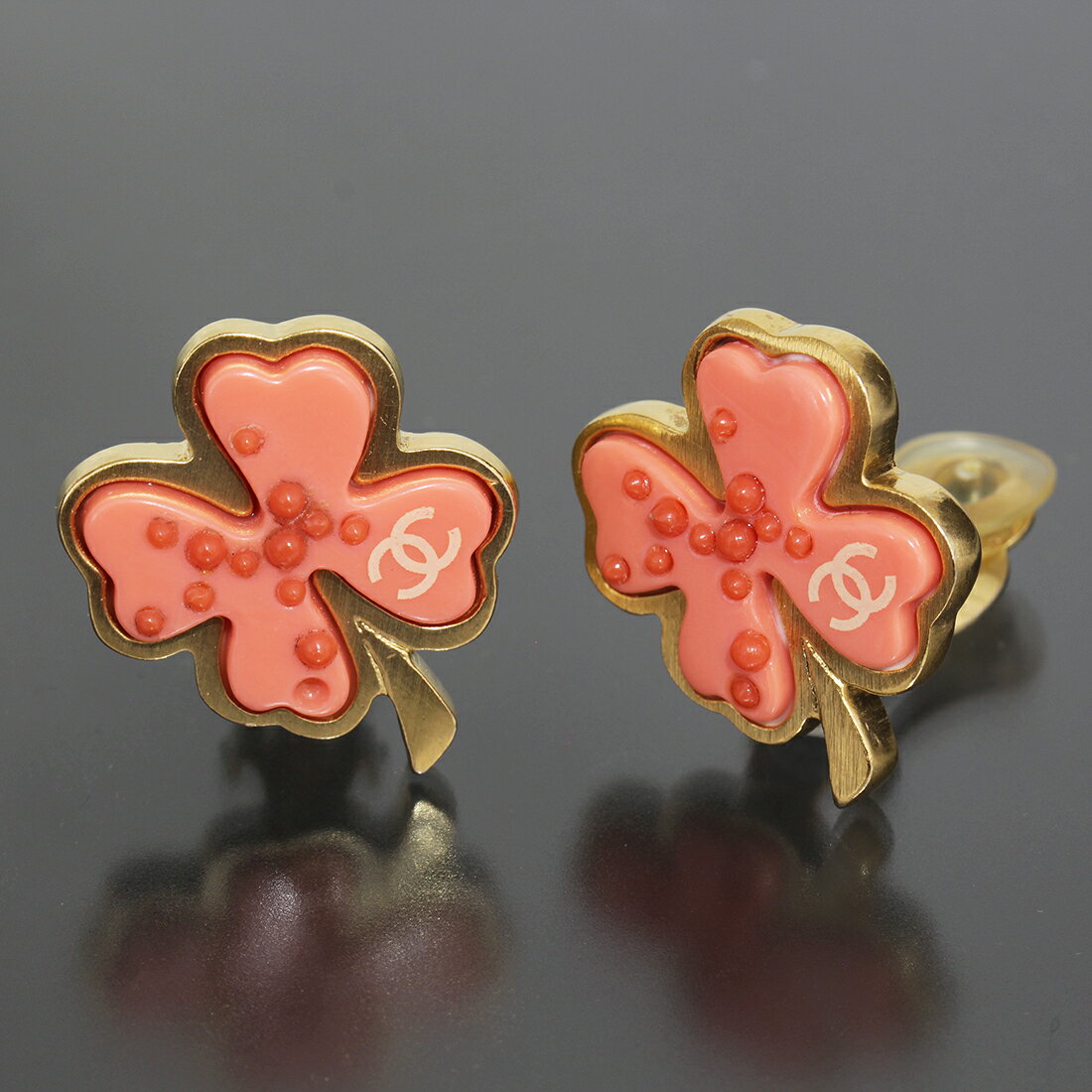 シャネル CHANEL クローバー ココマーク イヤリング ピンク 特価●6095A 【中古】