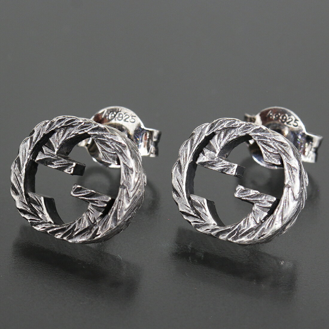 グッチ GUCCI インターロッキング ピアス Gロゴ シルバー925 箱袋付●イヤリング 4273A【中古】