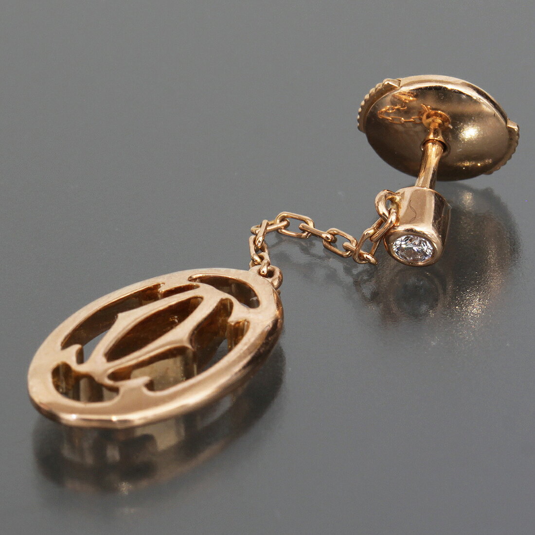 カルティエ ピアス ドゥーブル C ロゴ K18PG 片方 シングル 新品仕上済●イヤリング 750 Cartier 6152A【中古】