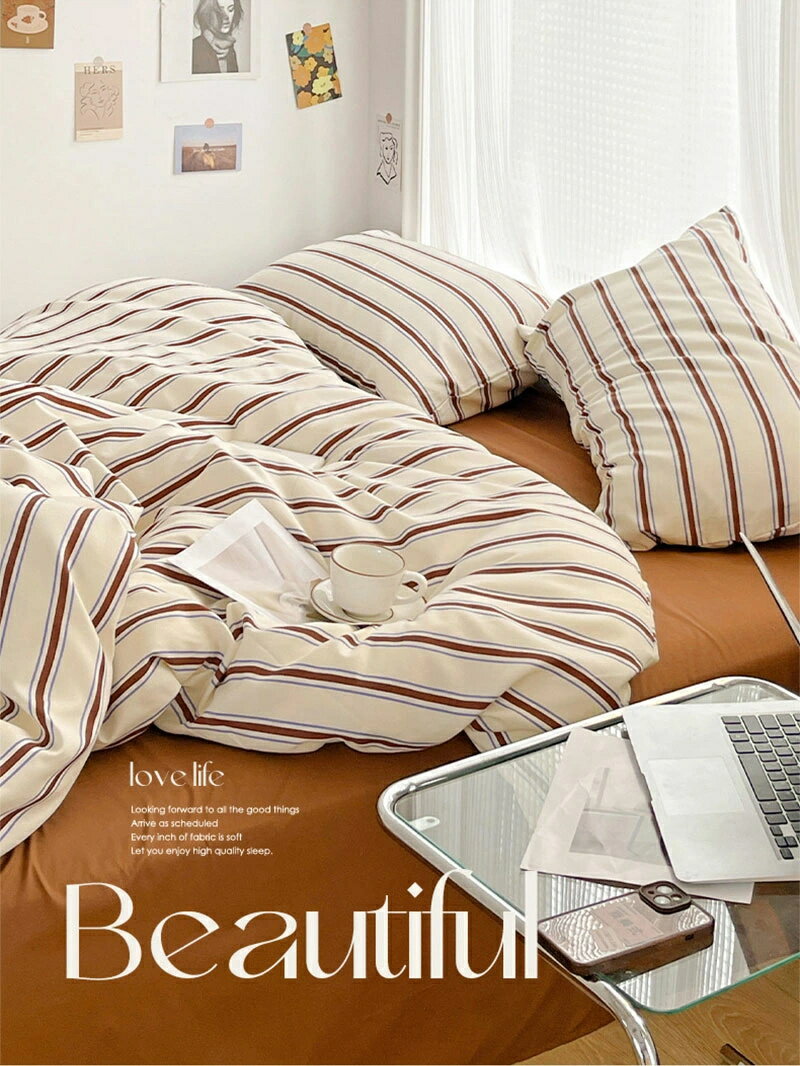 【楽天スーパーSALE50%オフ】布団カバー ベッドカバー 枕カバー 4点セット 寝具セット 寝具 掛け布団カバー 肌触り 四季通用 オールシーズン 高品質 純色 シンプル 丸洗い可能 シーツ ファスナー 布団カバー ベッド用品 肌触りいい 快 [2]