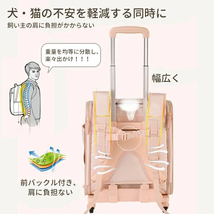 ペットキャリーバッグ リュック 犬猫用 リュックキャリー 猫 カート ペットバッグ ...