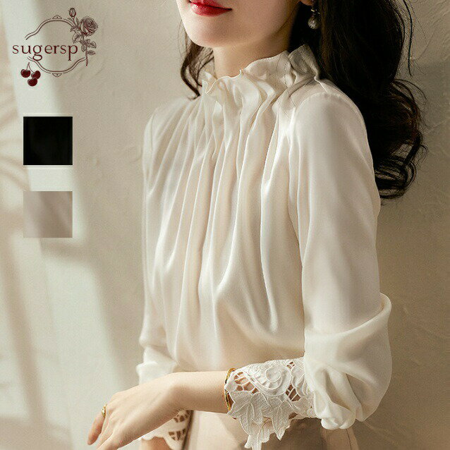 樂天商城 - ブラウス ロングスリーブ エレガント フレンチスタイル シルクブラウス レディース リボンカラー ゆったりデザイン