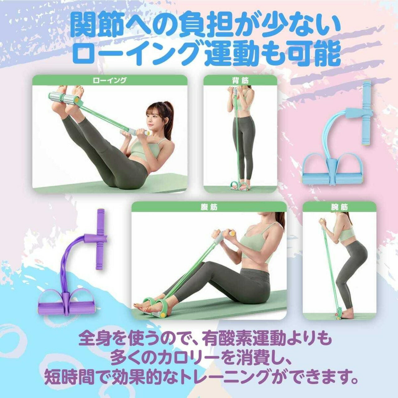 ハンドル付トレーニングチューブ 全身鍛錬 滑り止め 耐久性ラテックス 柔軟ウレタ...