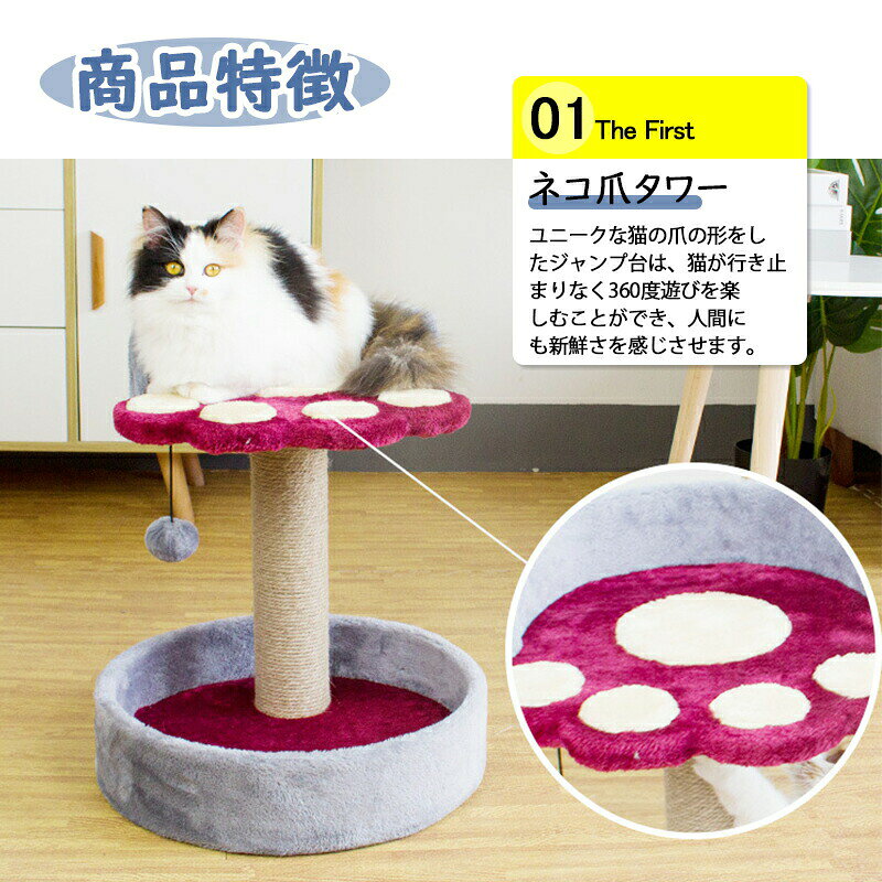 【SS半額オフ】キャットタワー 小型 据え置き型 猫タワー 猫ハウス 爪とぎポール 台座 クッション 頑丈 安全 しゃれ シニア 子猫 仔猫 猫用 省スペース コンパクト ねこ 上りやすい 安定性抜群 ブルー グリーン イエ grk24-10023929 GRK サンプル画像3