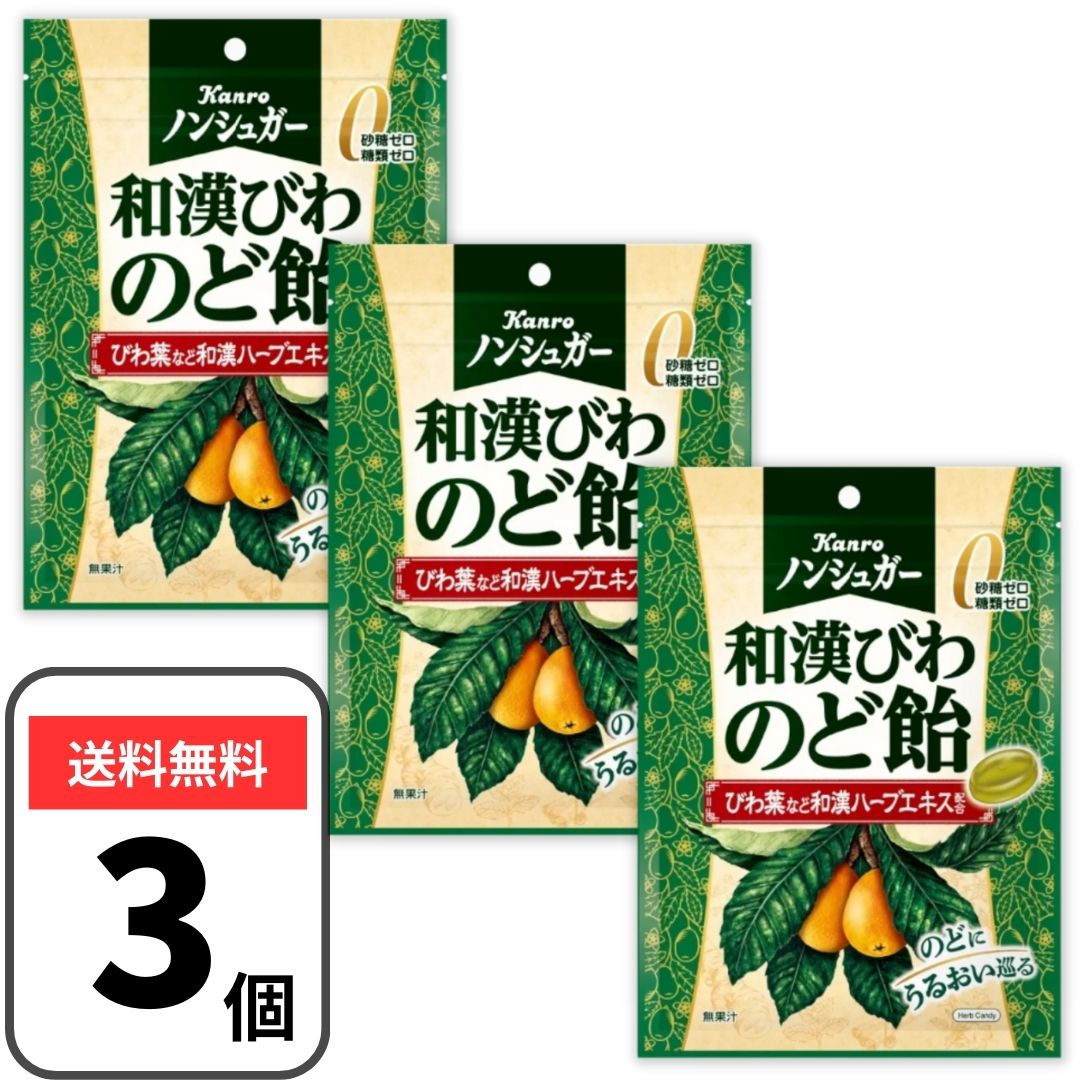 カンロ ノンシュガー和漢びわのど飴 80g×3袋 喉飴 キャンディ 砂糖ゼロ