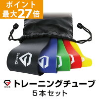 GronG(グロング) エクササイズバンド トレーニングチューブ 美尻トレーニング ゴムバンド トレーニング ミニバンド フィットネス 強度別5本セット 収納袋付き