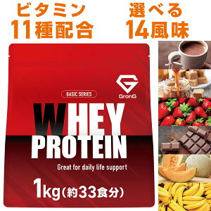 【ポイント20倍】グロング プロテイン ホエイプロテイン 1kg ベーシック 風味付き ビタミン11種配合 GronG 置き換え ダイエット タンパク質 サプリメント アミノ酸スコア100 美味しい 送料無料