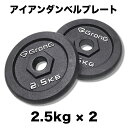 GronG(グロング) アイアンダンベル プレート 追加 セット バーベル 2.5kg×2 計5kg シャフト径28mm