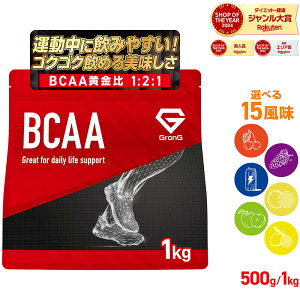 【15日はポイント10倍&500円クーポン/条件有】GronG(グロング) BCAA 必須アミノ酸 風味付き 500g 1kg