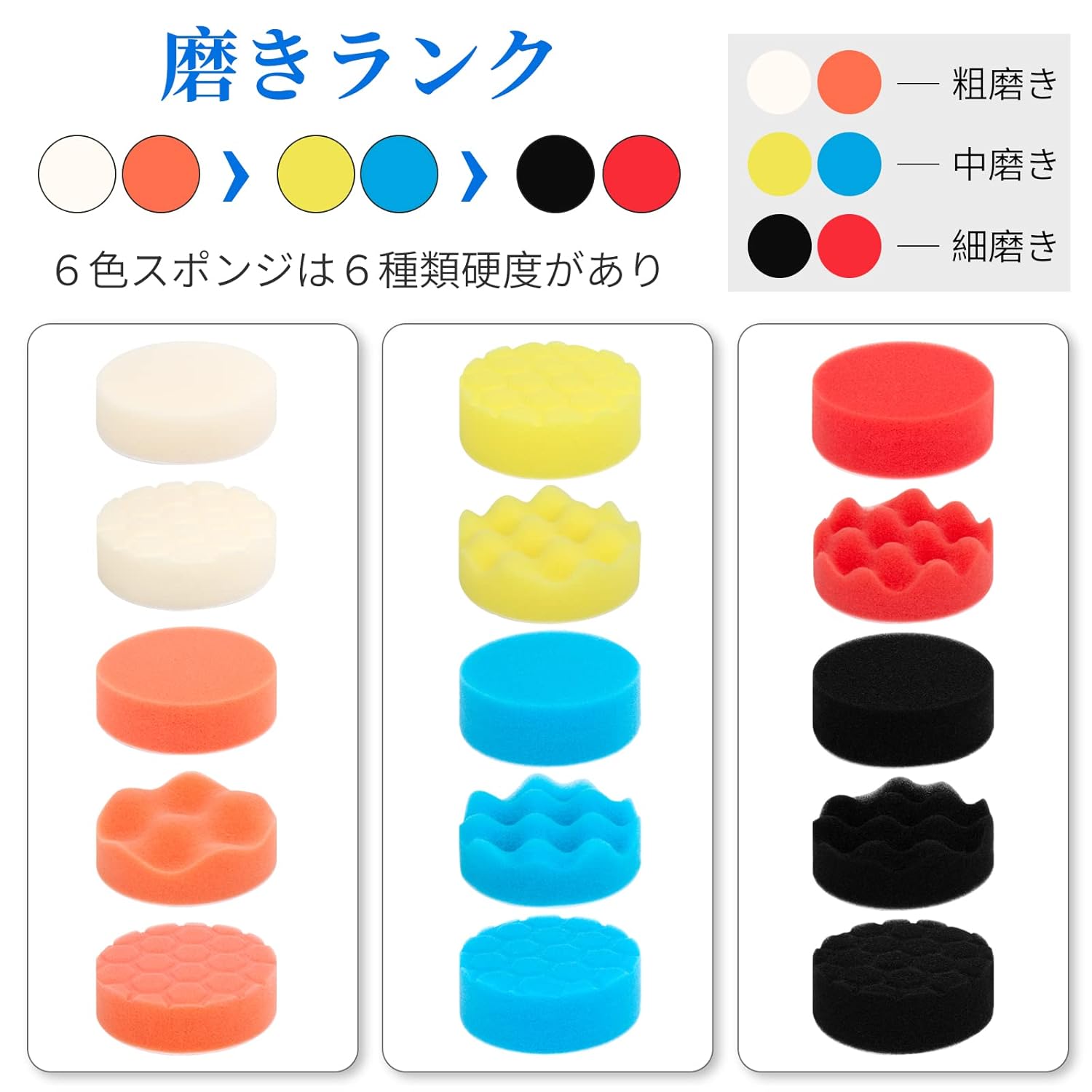 ポリッシャー バフ スポンジ 80mm 26点 マジック パット 洗車セット 車 研磨パッド...