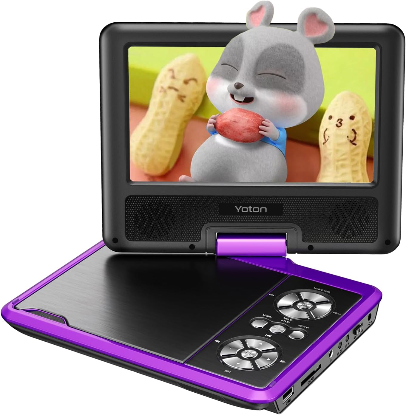 ポータブル DVDプレーヤー 7.5インチ 回転ディスプレイ搭載 車載 バッテリー内蔵 4〜6時間の連続使用が..