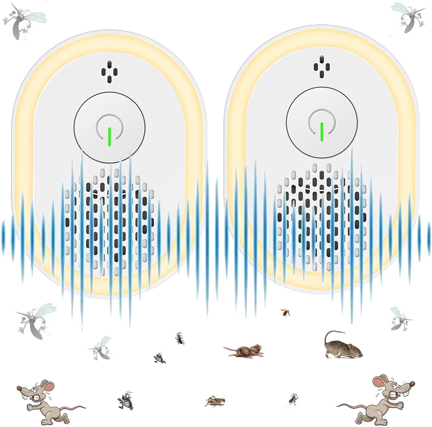 2個セット ネズミ 駆除 超音波 ネズミ駆除器 ゴキブリ対策 虫除け 害虫駆除 超音波 撃退 駆除 子供やペットに安心 超音波式 害虫駆除機 AGT-08