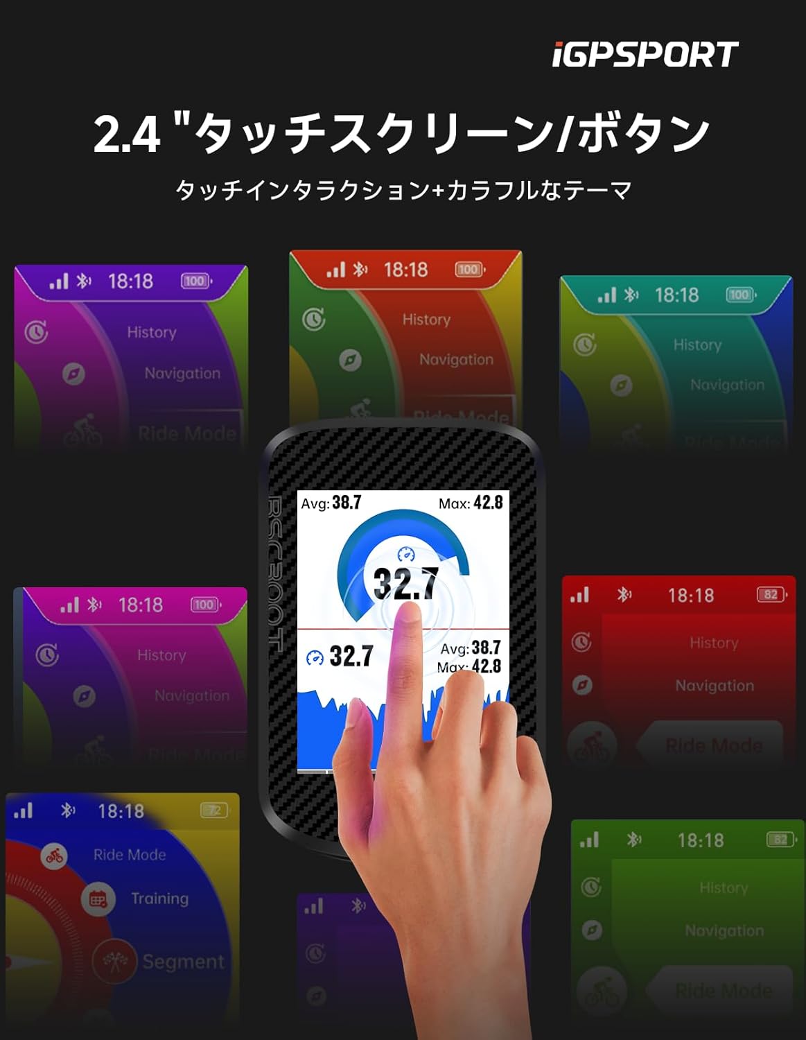 サイクルコンピュータ サイコン Bluetooth タッチスクリーン搭載 自転車 ナビ GPS...