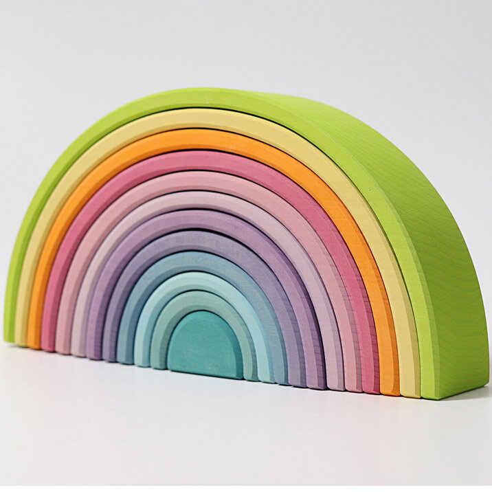 グリムス 木のおもちゃ パステルアーチ・大 虹色 積木 知育玩具 木製玩具