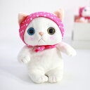 jetoy チューチュー本舗 かわいい 猫雑貨 猫のぬいぐるみ ピンクずきん M ねこ オッドアイ お座り インテリア ふわふわ 【あす楽対応】