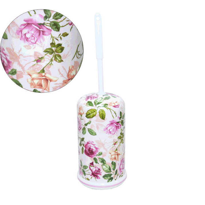 Rakuten - トイレブラシ立て トイレブラシスタンド 陶器 収納 ローズ 薔薇 バラ ホワイト おしゃれ 華やか かわいい ロイヤルアーデン
