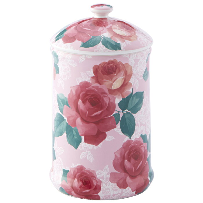 サニタリーポット トイレポット 陶器 花柄 ローズ 薔薇 バラ ピンク おしゃれ 華や...