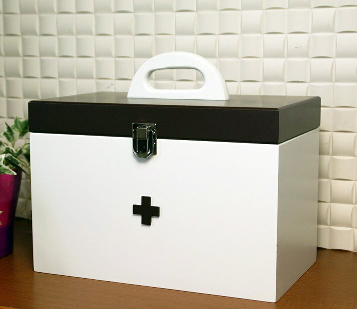 救急箱 おしゃれ 木製 大 ブラウン 救急ボックス インテリア雑貨 薬箱 シンプル 【あす楽対応】
