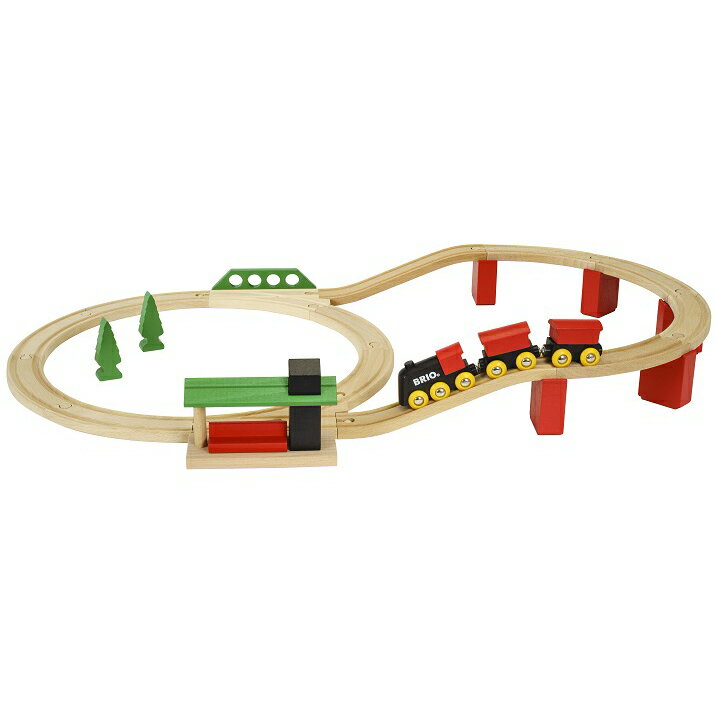 BRIO ブリオ 木のおもちゃ クラシックDXレールセット 電車 レール 列車 連結 駅 知育玩具 2