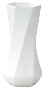 フラワーベース 陶器 六角ツイスト ホワイト 白 大 花器 花瓶 シンプル 【あす楽対応】