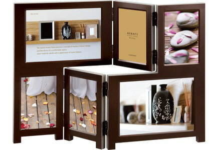 フォトフレーム おしゃれ 多面 ダークブラウン L判×4枚 2L判×2枚 パーテーション写真立て おしゃれ イ..